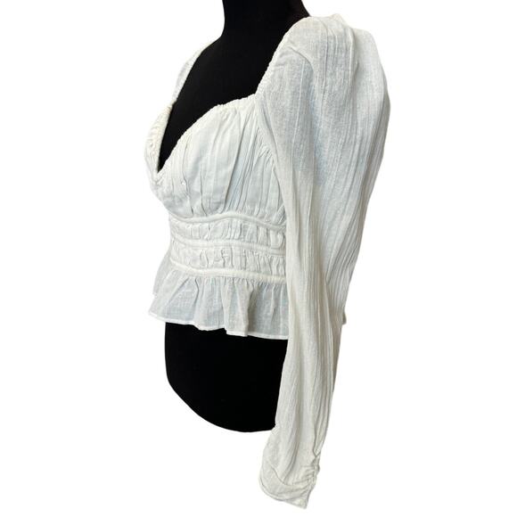 New  ~ FREE PEOPLE  ~ Chloe Long Sleeve Crop Top Medium ~ ANTHROPOLOGIE - Picture 3 of 8